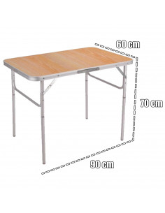 Tradineur - Mesa plegable de aluminio, sistema de fijación, incluye asa, tejido resistente. Color Surtido. 90 x 60 x 40 cm. 2