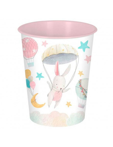 Tradineur - Papelera de plástico infantil decorada, cubo de basura cilíndrico para estudio, dormitorio de niños (Conejita, 25,5