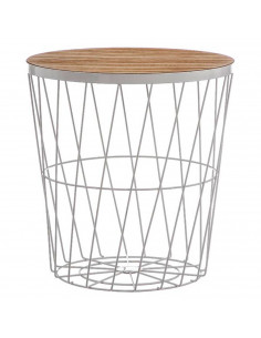 Tradineur - Mesa auxiliar nórdica, mesita de centro para café, té, estructura metálica, tapa de madera extraíble, salón, dormito