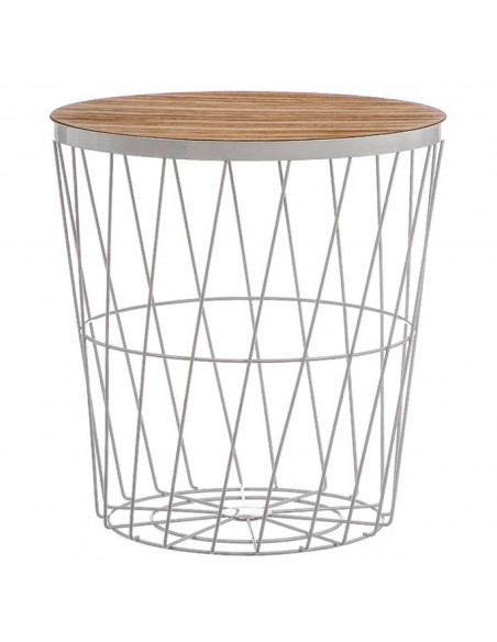 Tradineur - Mesa auxiliar nórdica, mesita de centro para café, té, estructura metálica, tapa de madera extraíble, salón, dormito