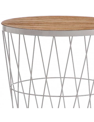 Tradineur - Mesa auxiliar nórdica, mesita de centro para café, té, estructura metálica, tapa de madera extraíble, salón, dormito