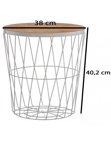 Tradineur - Mesa auxiliar nórdica, mesita de centro para café, té, estructura metálica, tapa de madera extraíble, salón, dormito