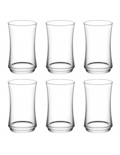 Tradineur - Set de 6 vasos de cristal, modelo Lune, base gruesa, servir cócteles, refrescos, resistentes, aptos para lavavajilla