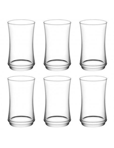 Tradineur - Set de 6 vasos de cristal, modelo Lune, base gruesa, servir cócteles, refrescos, resistentes, aptos para lavavajilla