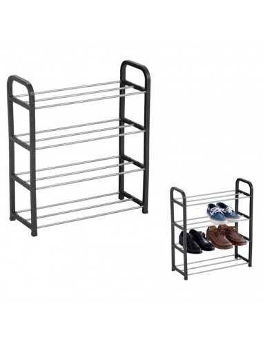 Tradineur - Zapatero de metal y plástico de 4 niveles, soporte para calzado, estantería multiusos para zapatos, recibidor, pasil