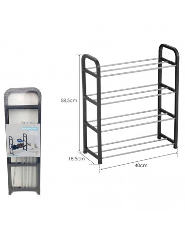Tradineur - Zapatero de metal y plástico de 4 niveles, soporte para calzado, estantería multiusos para zapatos, recibidor, pasil