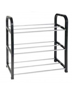 Tradineur - Zapatero de metal y plástico de 3 niveles, soporte para calzado, estantería multiusos para zapatos, recibidor, dormi