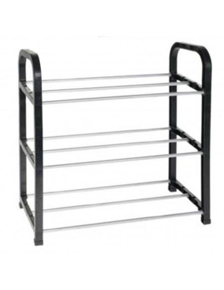 Tradineur - Zapatero de metal y plástico de 3 niveles, soporte para calzado, estantería multiusos para zapatos, recibidor, dormi