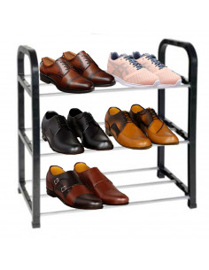 Tradineur - Zapatero de metal y plástico de 3 niveles, soporte para calzado, estantería multiusos para zapatos, recibidor, dormi 2