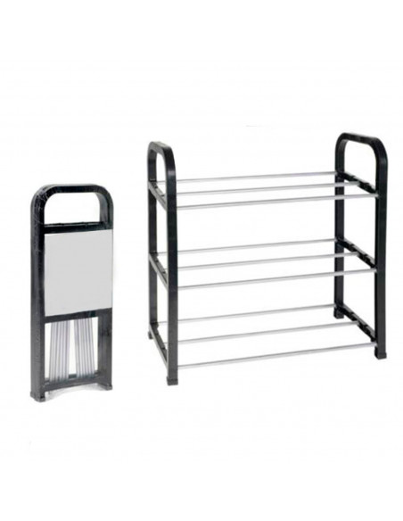 Tradineur - Zapatero de metal y plástico de 3 niveles, soporte para calzado, estantería multiusos para zapatos, recibidor, dormi