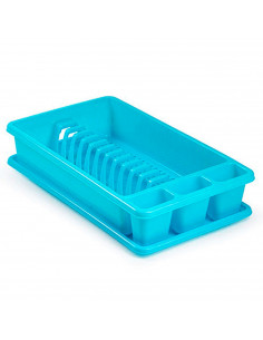 Tradineur - Escurreplatos de plástico rectangular con bandeja antigoteo, escurridor, soporte, organizador vajilla, cocina, 45,5 2