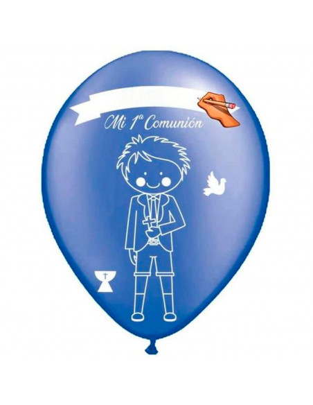 Tradineur - Set de 12 globos personalizables para Primera Comunión de látex de caucho natural, decoración en fiestas, celebracio
