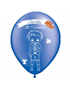 Tradineur - Set de 12 globos personalizables para Primera Comunión de látex de caucho natural, decoración en fiestas, celebracio 2