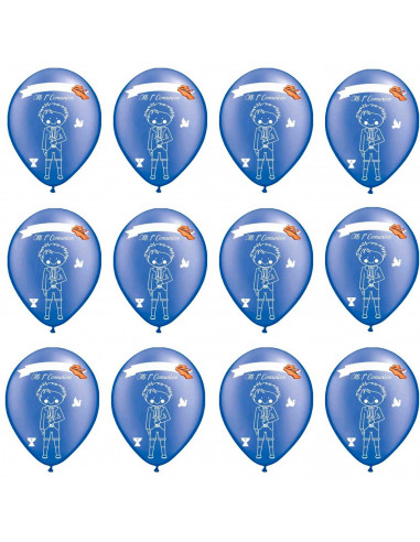 Tradineur - Set de 12 globos personalizables para Primera Comunión de látex de caucho natural, decoración en fiestas, celebracio
