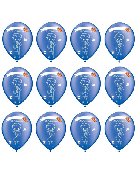 Tradineur - Set de 12 globos personalizables para Primera Comunión de látex de caucho natural, decoración en fiestas, celebracio