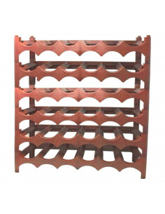 Tradineur - Botellero apilable de plástico con 6 niveles, estante, soporte para 36 botellas de vino, champán (Marrón, 69 x 60 x