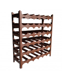 Tradineur - Botellero apilable de plástico con 6 niveles, estante, soporte para 36 botellas de vino, champán (Marrón, 69 x 60 x 2