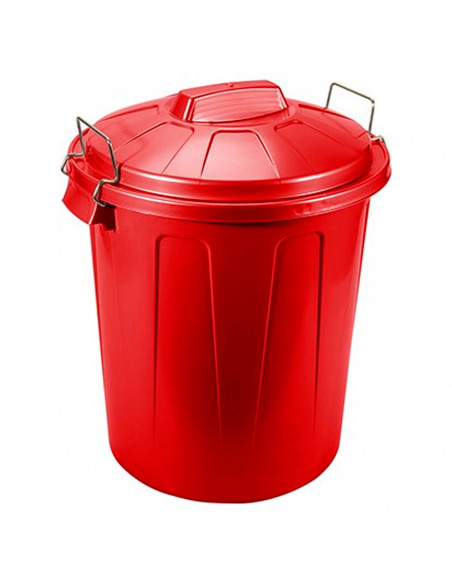 Tradineur - Cubo de basura con asas metálicas, plástico, contenedor de residuos, papelera con tapa, reciclaje, industrial, fabri