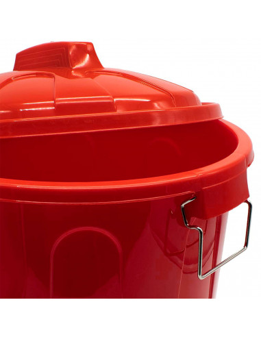 Tradineur - Cubo de basura con asas metálicas, plástico, contenedor de residuos, papelera con tapa, reciclaje, industrial, fabri