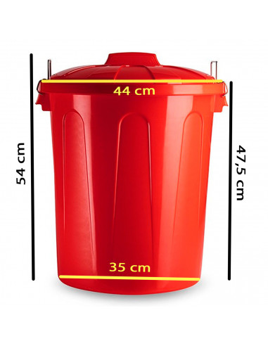 Tradineur - Cubo de basura con asas metálicas, plástico, contenedor de residuos, papelera con tapa, reciclaje, industrial, fabri
