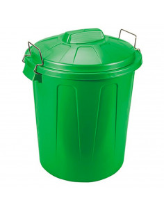 Tradineur - Cubo de basura de plástico con tapa y asas metálicas, contenedor de residuos, papelera, reciclaje, industrial, fabri