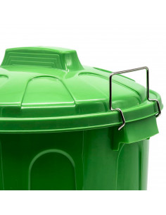 Tradineur - Cubo de basura de plástico con tapa y asas metálicas, contenedor de residuos, papelera, reciclaje, industrial, fabri 2