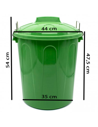 Tradineur - Cubo de basura de plástico con tapa y asas metálicas, contenedor de residuos, papelera, reciclaje, industrial, fabri