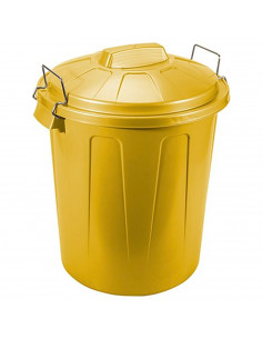 Tradineur - Cubo de basura de plástico, tapa y asas metálicas, contenedor de residuos, papelera, reciclaje, industrial, fabricad