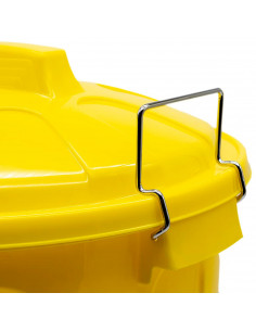 Tradineur - Cubo de basura de plástico, tapa y asas metálicas, contenedor de residuos, papelera, reciclaje, industrial, fabricad 2