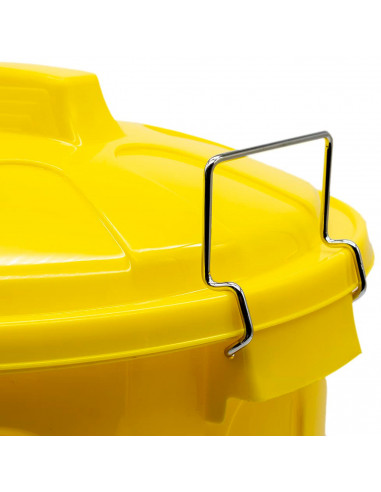 Tradineur - Cubo de basura de plástico, tapa y asas metálicas, contenedor de residuos, papelera, reciclaje, industrial, fabricad