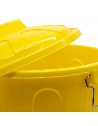 Tradineur - Cubo de basura de plástico, tapa y asas metálicas, contenedor de residuos, papelera, reciclaje, industrial, fabricad