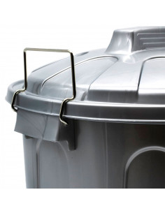 Tradineur - Cubo de basura con tapa y asas metálicas, plástico, contenedor de residuos, papelera, reciclaje, industrial, fabrica 2