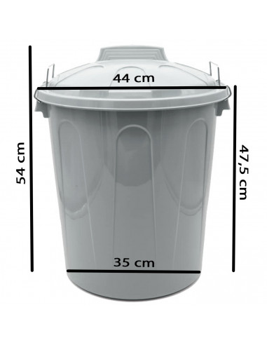 Tradineur - Cubo de basura con tapa y asas metálicas, plástico, contenedor de residuos, papelera, reciclaje, industrial, fabrica