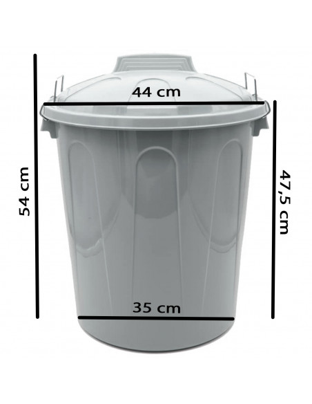 Tradineur - Cubo de basura con tapa y asas metálicas, plástico, contenedor de residuos, papelera, reciclaje, industrial, fabrica