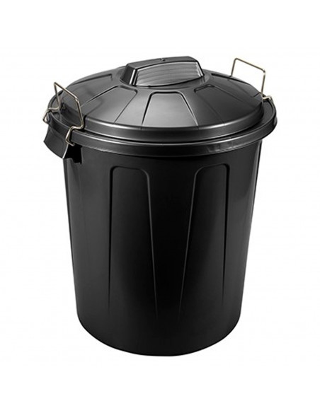 Tradineur - Cubo de basura con tapa y asas metálicas, contenedor de residuos de plástico, papelera, reciclaje, industrial, fabri