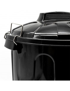 Tradineur - Cubo de basura con tapa y asas metálicas, contenedor de residuos de plástico, papelera, reciclaje, industrial, fabri 2