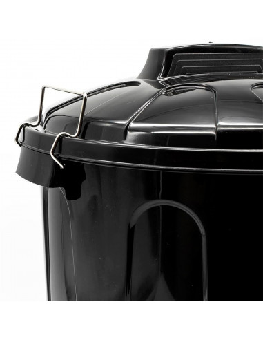 Tradineur - Cubo de basura con tapa y asas metálicas, contenedor de residuos de plástico, papelera, reciclaje, industrial, fabri