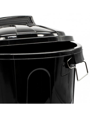 Tradineur - Cubo de basura con tapa y asas metálicas, contenedor de residuos de plástico, papelera, reciclaje, industrial, fabri