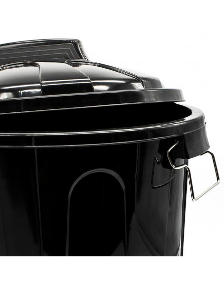 Tradineur - Cubo de basura con tapa y asas metálicas, contenedor de residuos de plástico, papelera, reciclaje, industrial, fabri