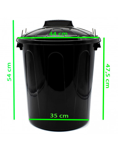 Tradineur - Cubo de basura con tapa y asas metálicas, contenedor de residuos de plástico, papelera, reciclaje, industrial, fabri