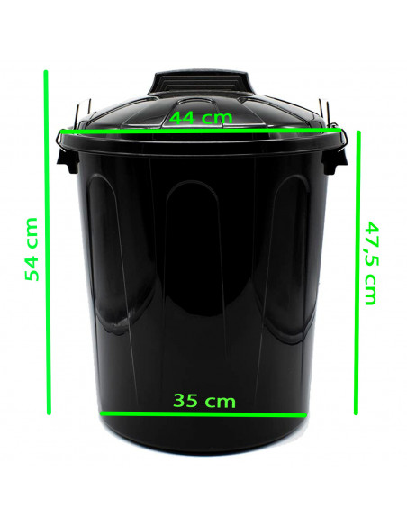 Tradineur - Cubo de basura con tapa y asas metálicas, contenedor de residuos de plástico, papelera, reciclaje, industrial, fabri