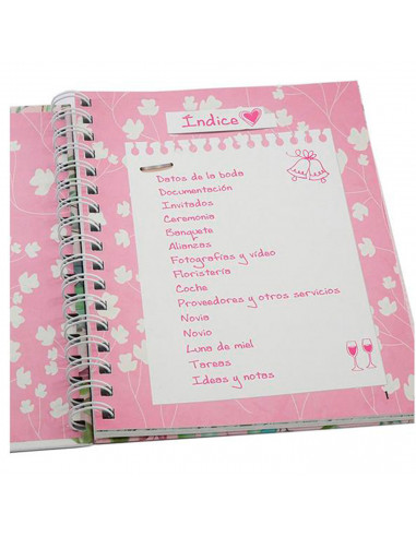 Tradineur - Diario de una novia, agenda de boda, encuadernación de espiral y tapa dura, planificador enlace, organización, 96 pá