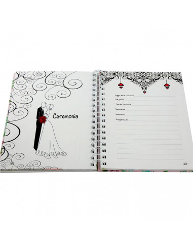 Tradineur - Diario de una novia, agenda de boda, encuadernación de espiral y tapa dura, planificador enlace, organización, 96 pá