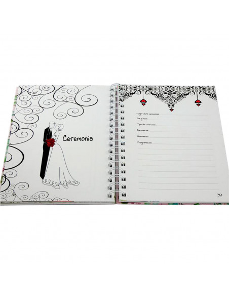 Tradineur - Diario de una novia, agenda de boda, encuadernación de espiral y tapa dura, planificador enlace, organización, 96 pá