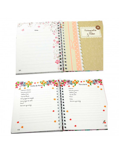 Tradineur - Diario de una novia, agenda de boda, encuadernación de espiral y tapa dura, planificador enlace, organización, 96 pá