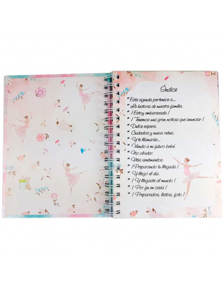 Tradineur - Agenda de mi embarazo, diario embarazada, semana a semana, encuadernación de espiral y tapa dura, recuerdos, 96 pági