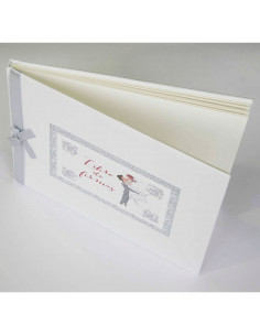 Tradineur - Libro de firmas para bodas con lazo de seda, álbum en blanco para mensajes de invitados, regalo para novios (64 pági 2