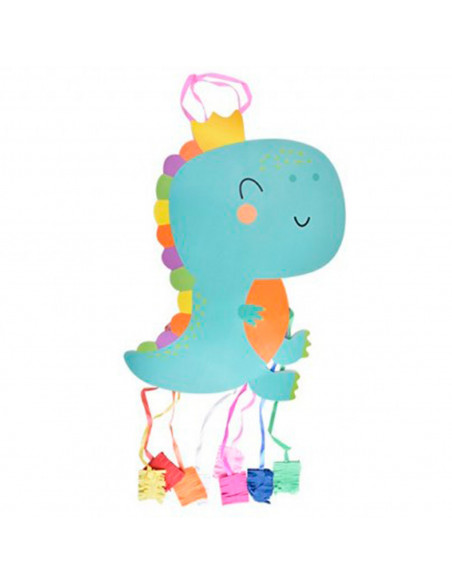 Tradineur - Piñata de dinosaurio, cartón, feliz cumpleaños, para rellenar con golosinas, chuches, niños, decoración infantil par