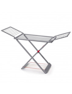 Tradineur - Tendedero plegable de resina con 20 metros espacio de tendido, soporte para tender ropa, interior o exterior (Gris,