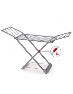 Tradineur - Tendedero plegable de resina con 20 metros espacio de tendido, soporte para tender ropa, interior o exterior (Gris, 2